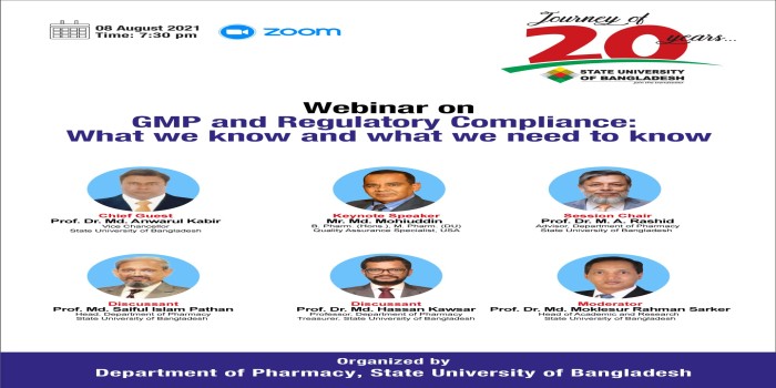 Webinar on GMP and Regulatory Compliance: What we know and What we need to know